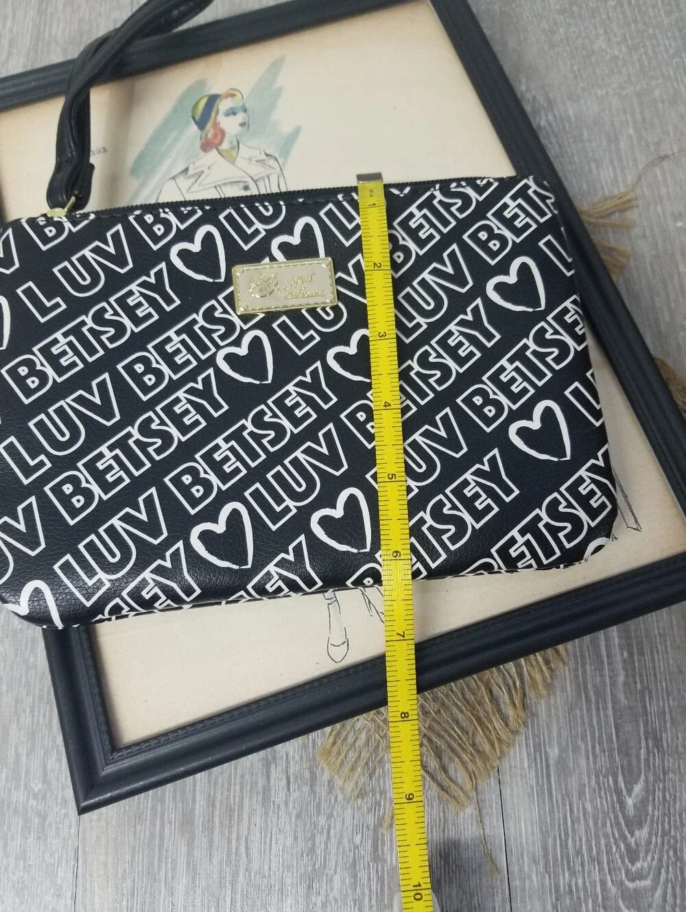 Luv Betsey Black/white Wristlet and Crossbody bag